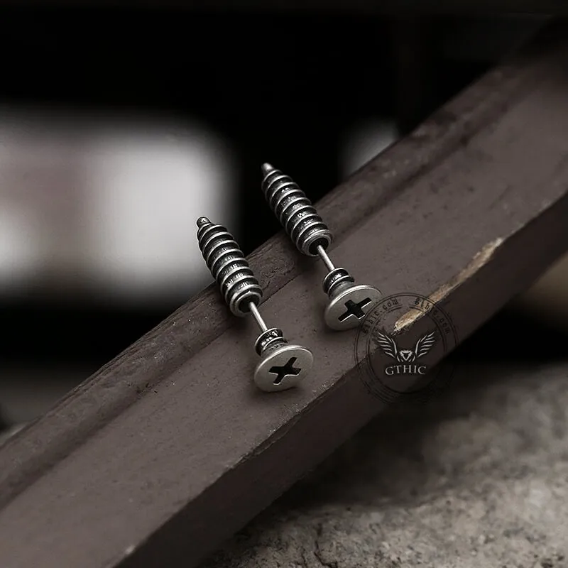 Screw Sterling Silver Punk Stud Earrings sold by GTHIC product image thumbnail 2