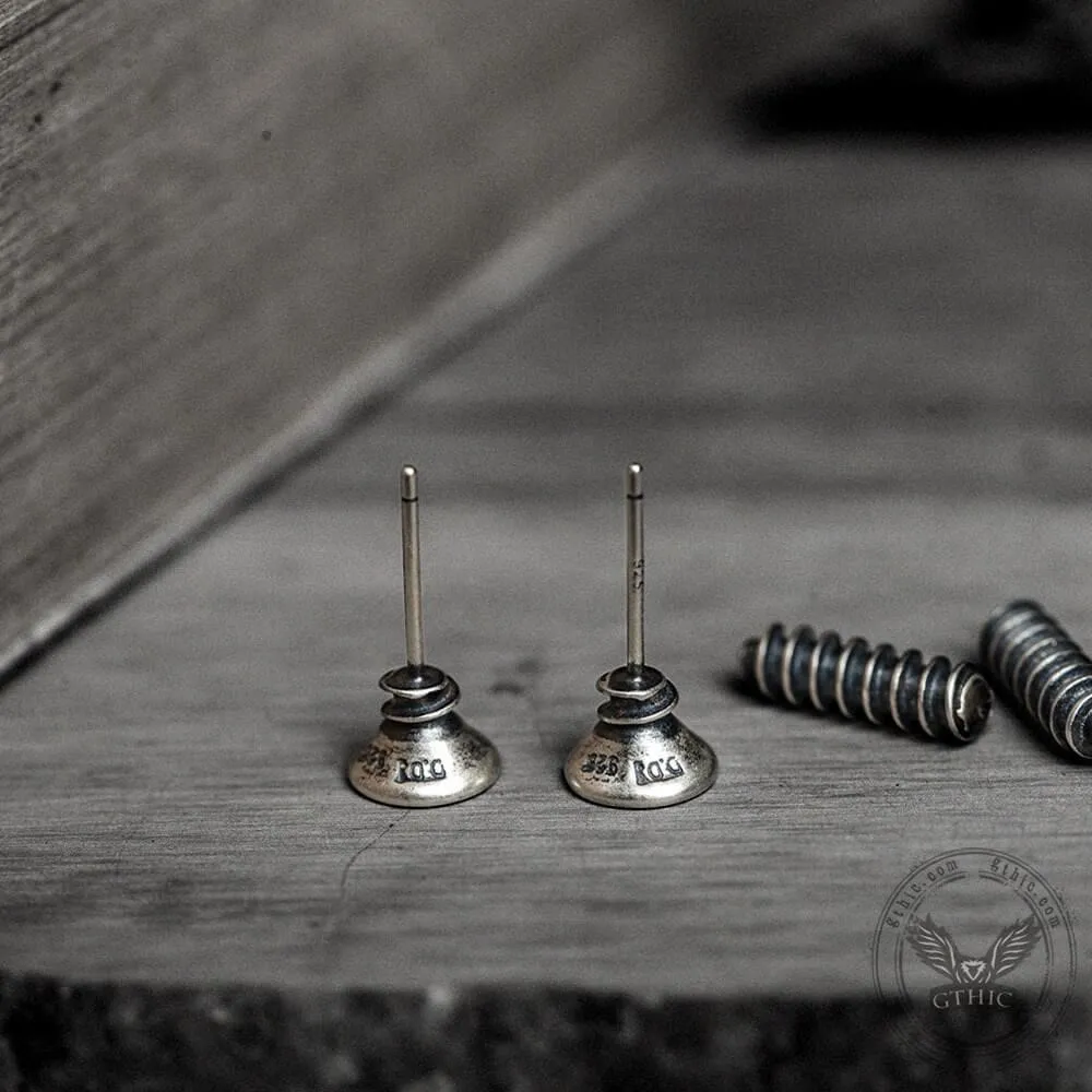 Screw Sterling Silver Punk Stud Earrings sold by GTHIC product image thumbnail 5