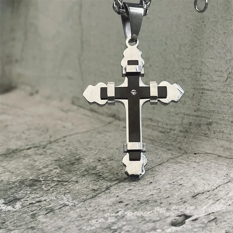 Simple Budded Cross Stainless Steel Christian Pendant sold by GTHIC
