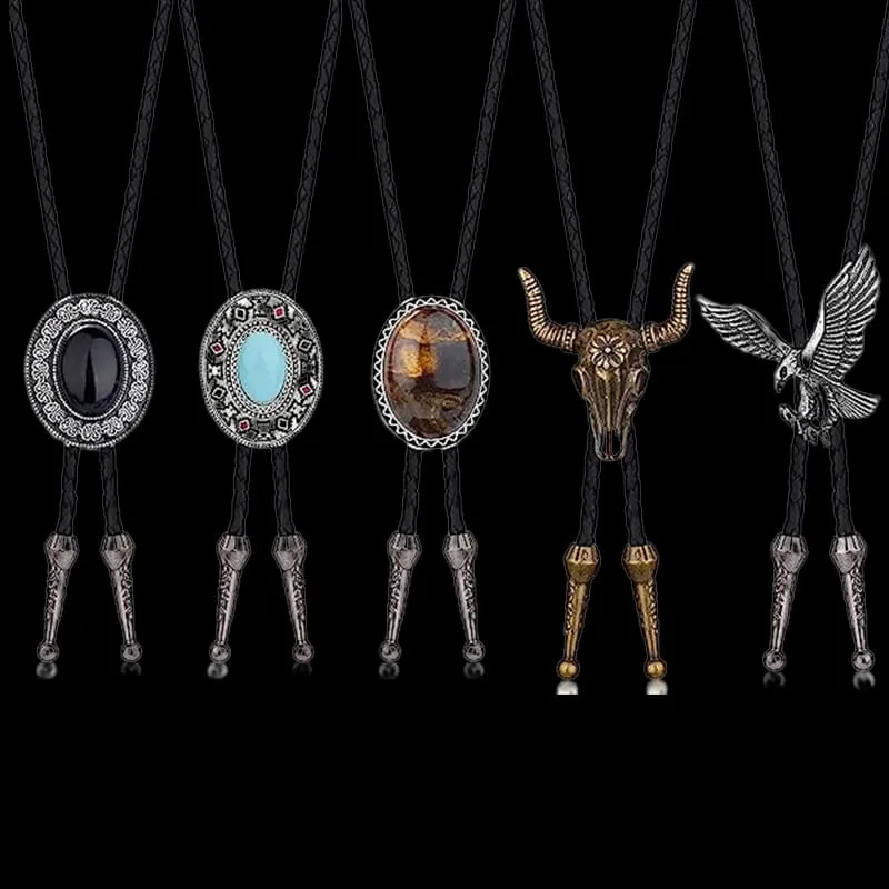 5 Pieces Western Cowboy Gemstone Alloy Bolo Tie sold by GTHIC