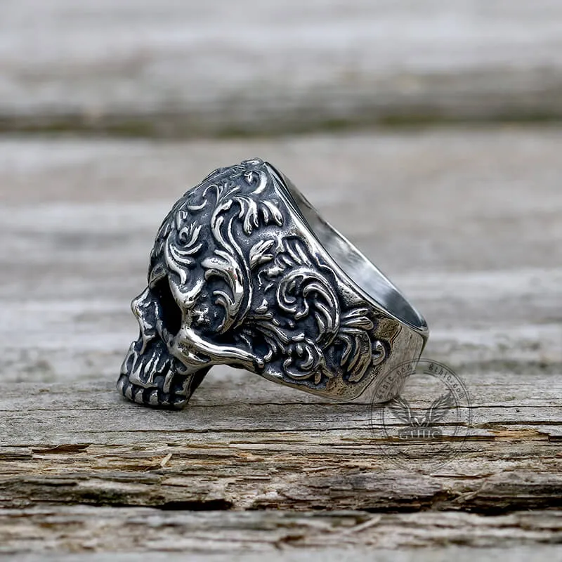 Floral Pattern Skull Head Stainless Steel Ring sold by GTHIC product image thumbnail 5