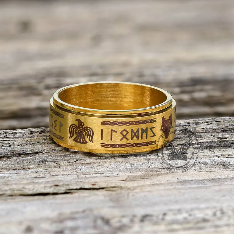 Viking Animal Runes Stainless Steel Spinner Ring sold by GTHIC product image thumbnail 4