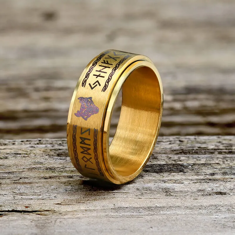 Viking Animal Runes Stainless Steel Spinner Ring sold by GTHIC product image thumbnail 3