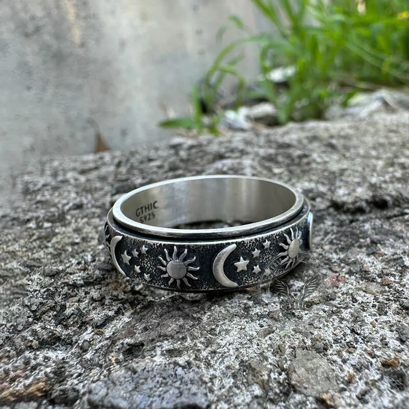 Moon Star Sun Sterling Silver Spinner Ring sold by GTHIC product image thumbnail 2