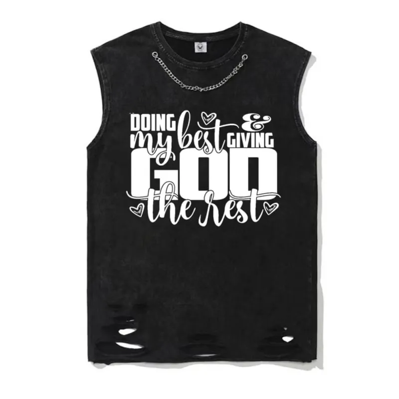 Doing My Best and Giving God the Rest Cotton Vest Top sold by GTHIC