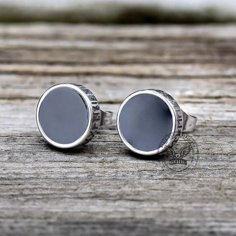 Viking Runes Stainless Steel Stud Earrings sold by GTHIC product image thumbnail 5