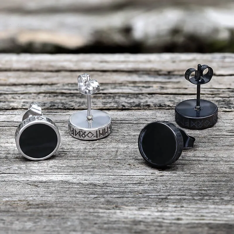 Viking Runes Stainless Steel Stud Earrings sold by GTHIC product image thumbnail 4