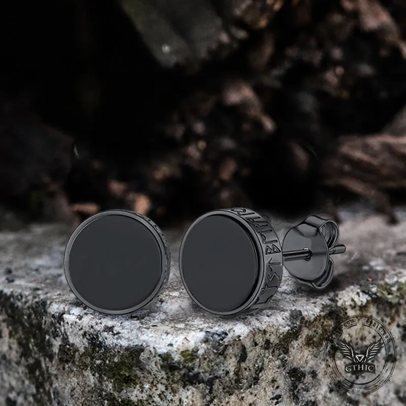 Viking Runes Stainless Steel Stud Earrings sold by GTHIC product image thumbnail 3