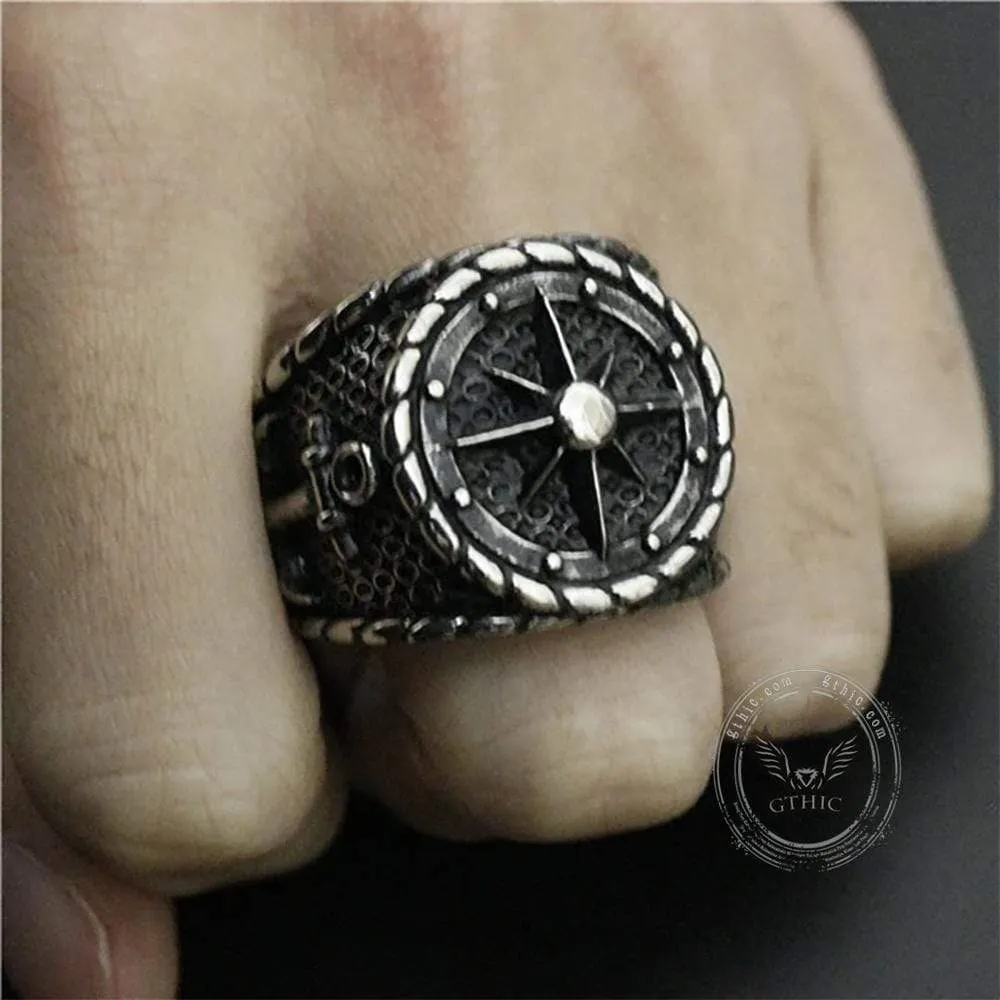 Striking Anchor And Compass Stainless Steel Marine Ring sold by GTHIC product image thumbnail 3