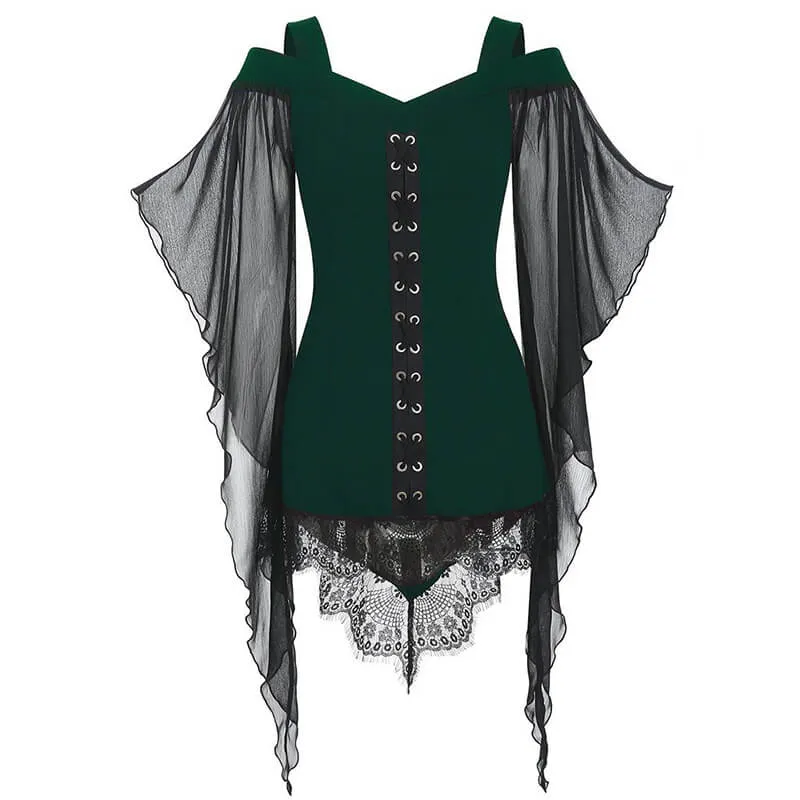 Butterfly Wing Sleeve Polyester Gothic Top sold by GTHIC product image thumbnail 4