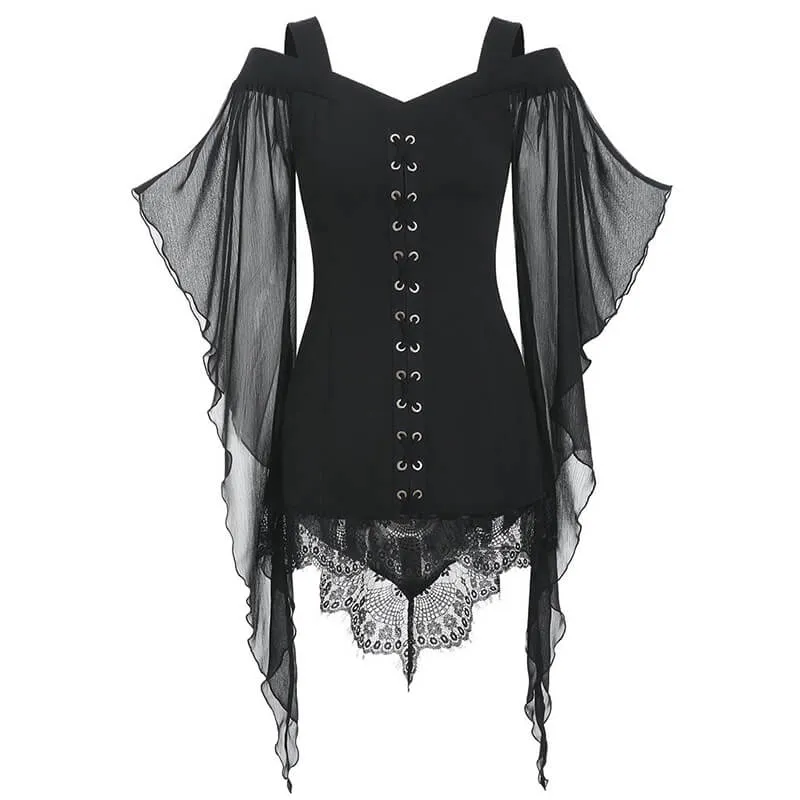 Butterfly Wing Sleeve Polyester Gothic Top sold by GTHIC product image thumbnail 2