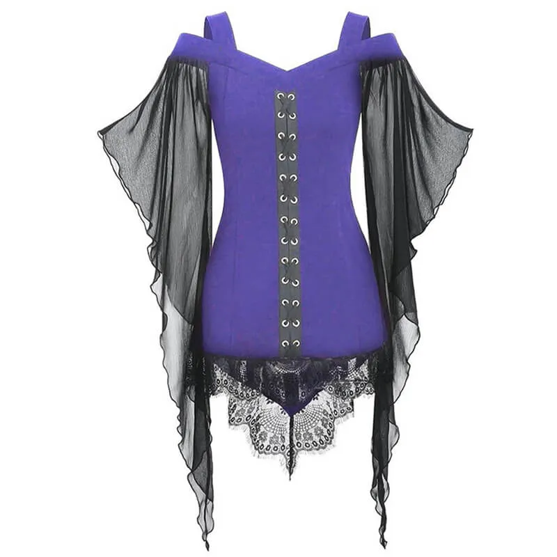 Butterfly Wing Sleeve Polyester Gothic Top sold by GTHIC product image thumbnail 3