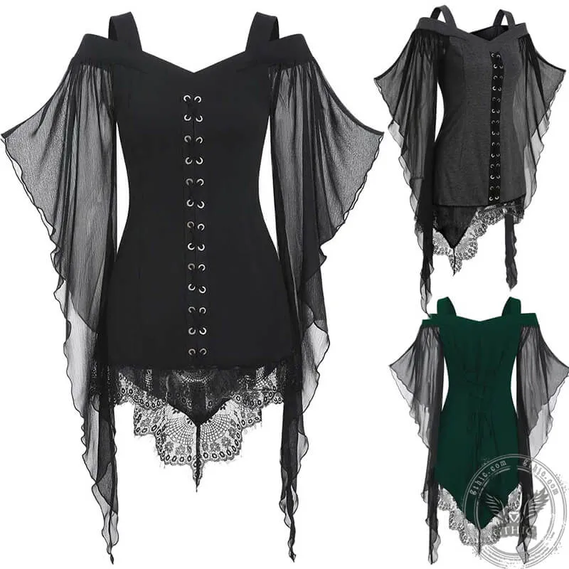 Butterfly Wing Sleeve Polyester Gothic Top sold by GTHIC