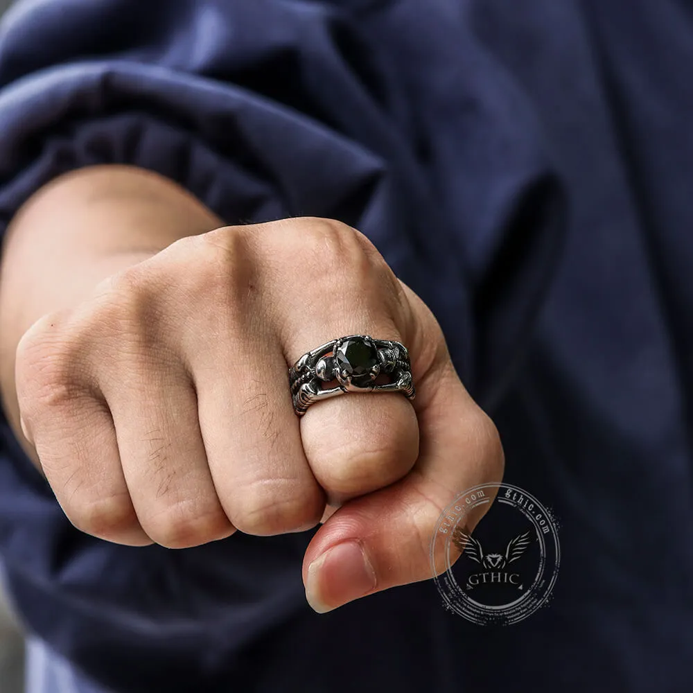 Gothic Tribute Gem Sterling Silver Skull Ring sold by GTHIC product image thumbnail 2