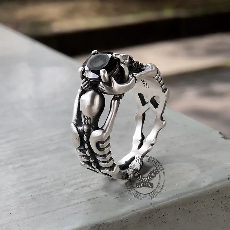 Gothic Tribute Gem Sterling Silver Skull Ring sold by GTHIC