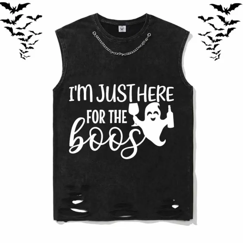 I’m Just Here For The Boos Cotton Vest Top sold by GTHIC