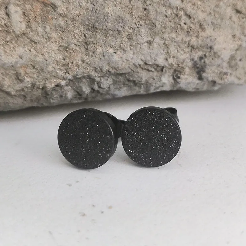 Simple Black Stone Stainless Steel Stud Earrings sold by GTHIC product image thumbnail 3