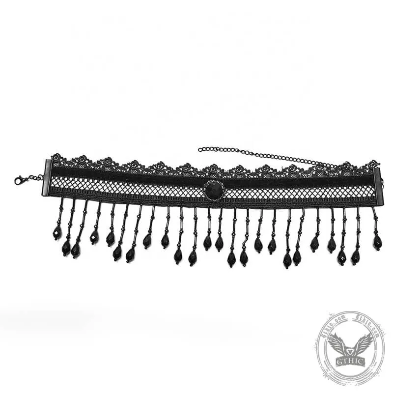 Gothic Lolita Beads Tassels Choker Necklace sold by GTHIC product image thumbnail 5
