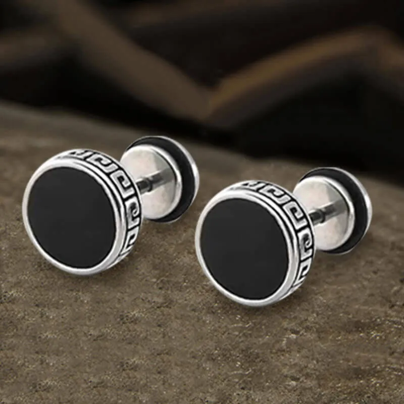 Punk Great Wall Pattern Stainless Steel Stud Earring sold by GTHIC