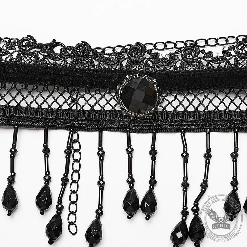 Gothic Lolita Beads Tassels Choker Necklace sold by GTHIC product image thumbnail 4