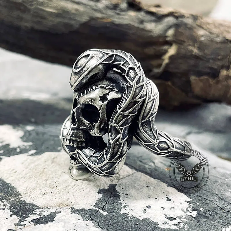 Snake And Skull Sterling Silver Gothic Ring sold by GTHIC product image thumbnail 4