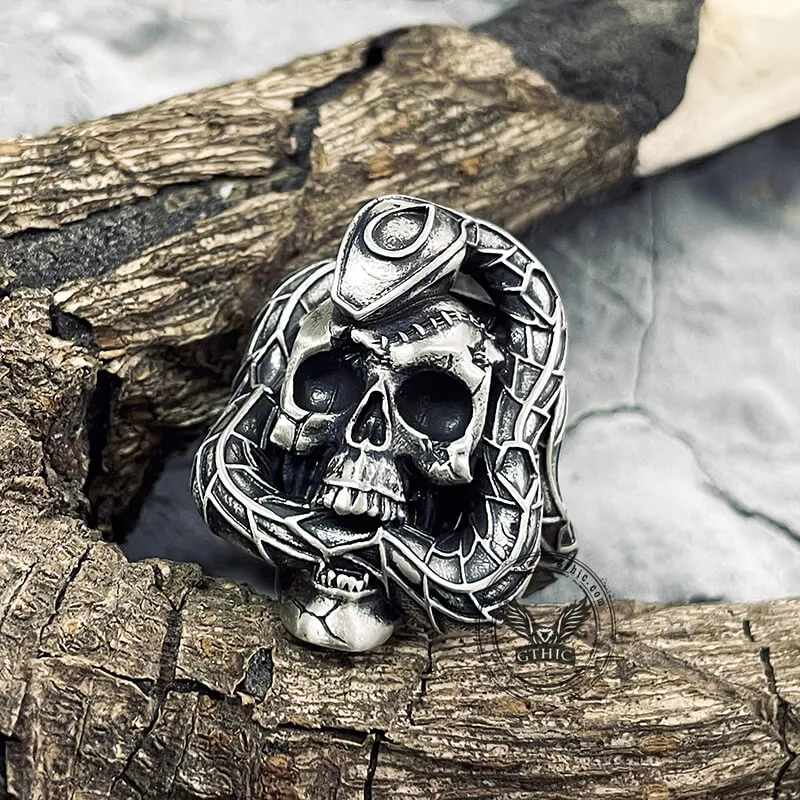 Snake And Skull Sterling Silver Gothic Ring sold by GTHIC product image thumbnail 2