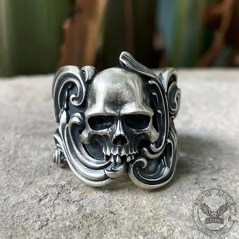 Vintage Pattern Sterling Silver Skull Ring sold by GTHIC