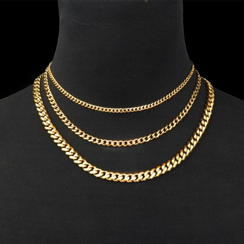 Gold Cuban Link Stainless Steel Chain Necklace sold by GTHIC