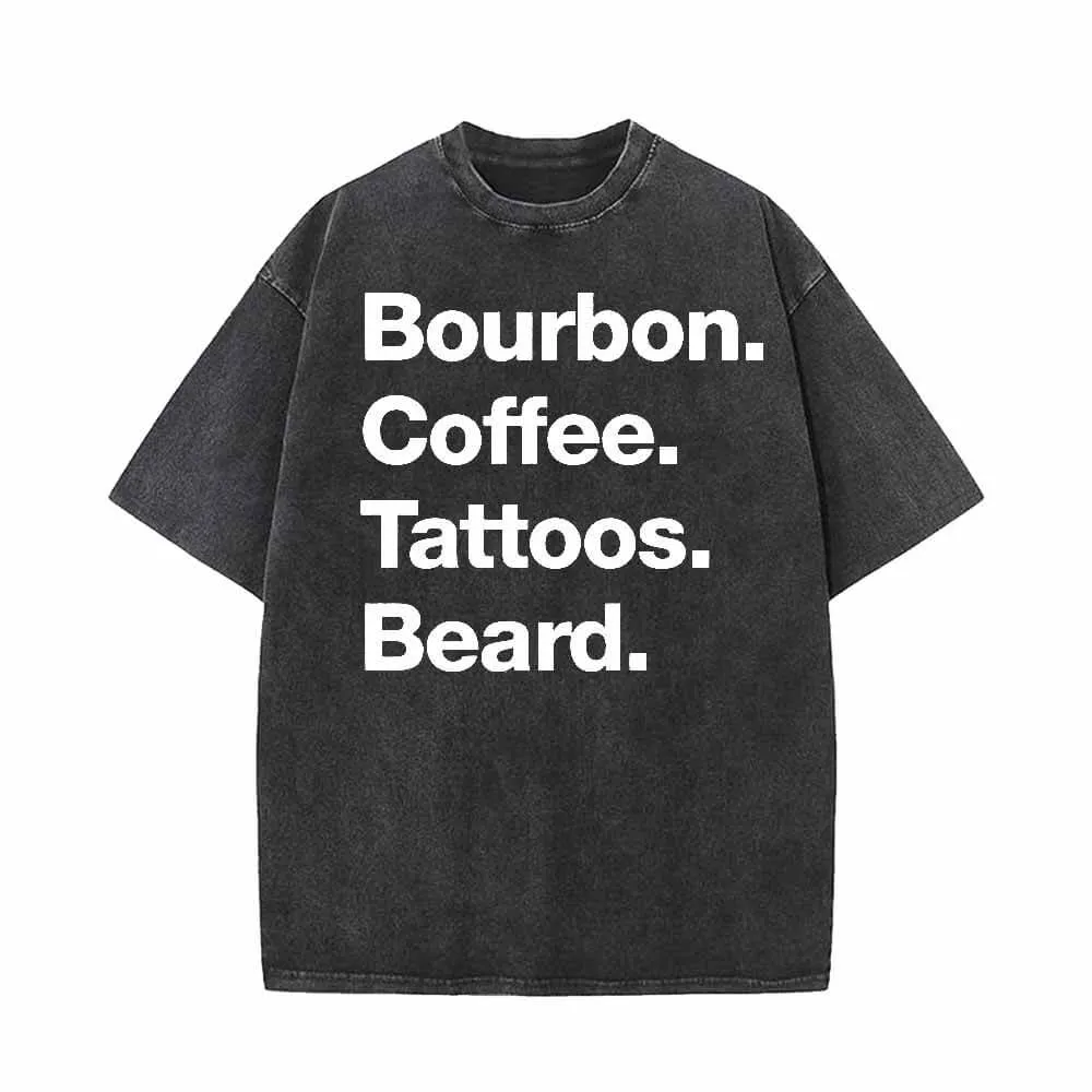 Vintage Washed Bourbon Coffee Tattoos Beard T-shirt sold by GTHIC