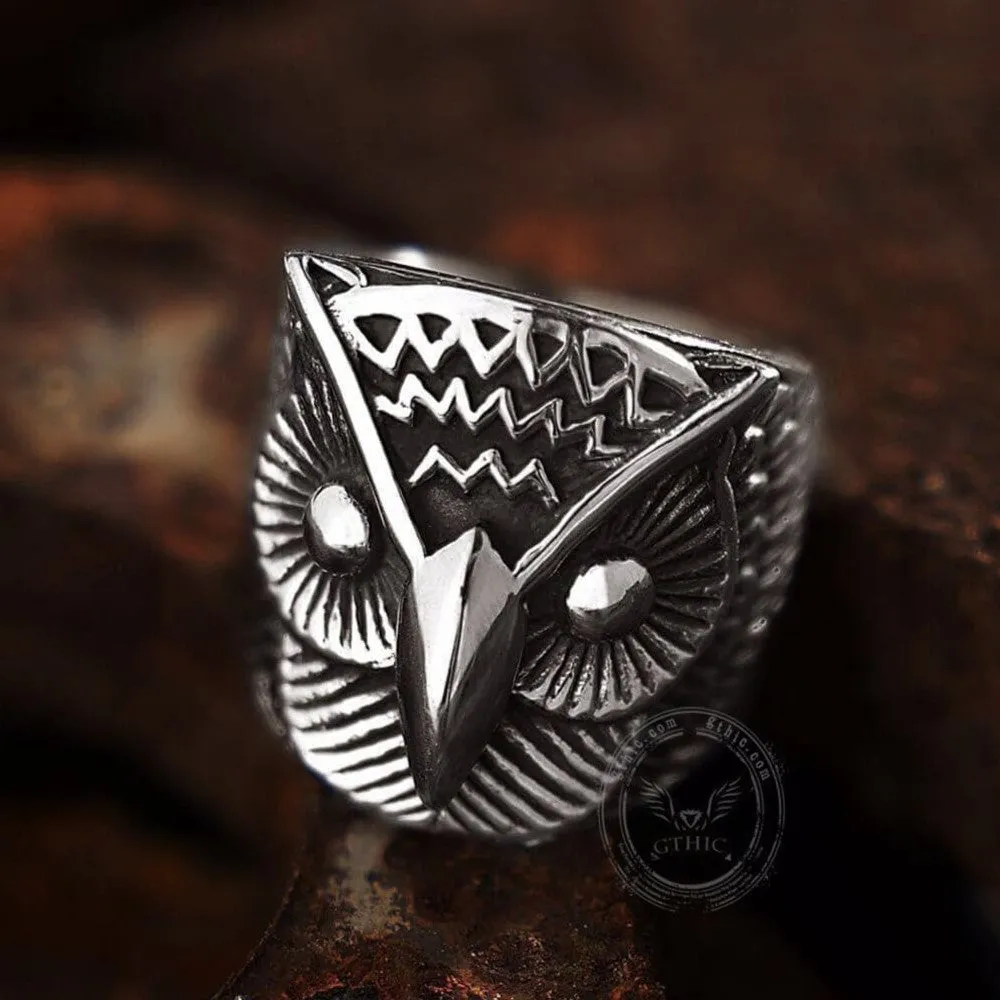 Carved Owl Stainless Steel Animal Ring sold by GTHIC