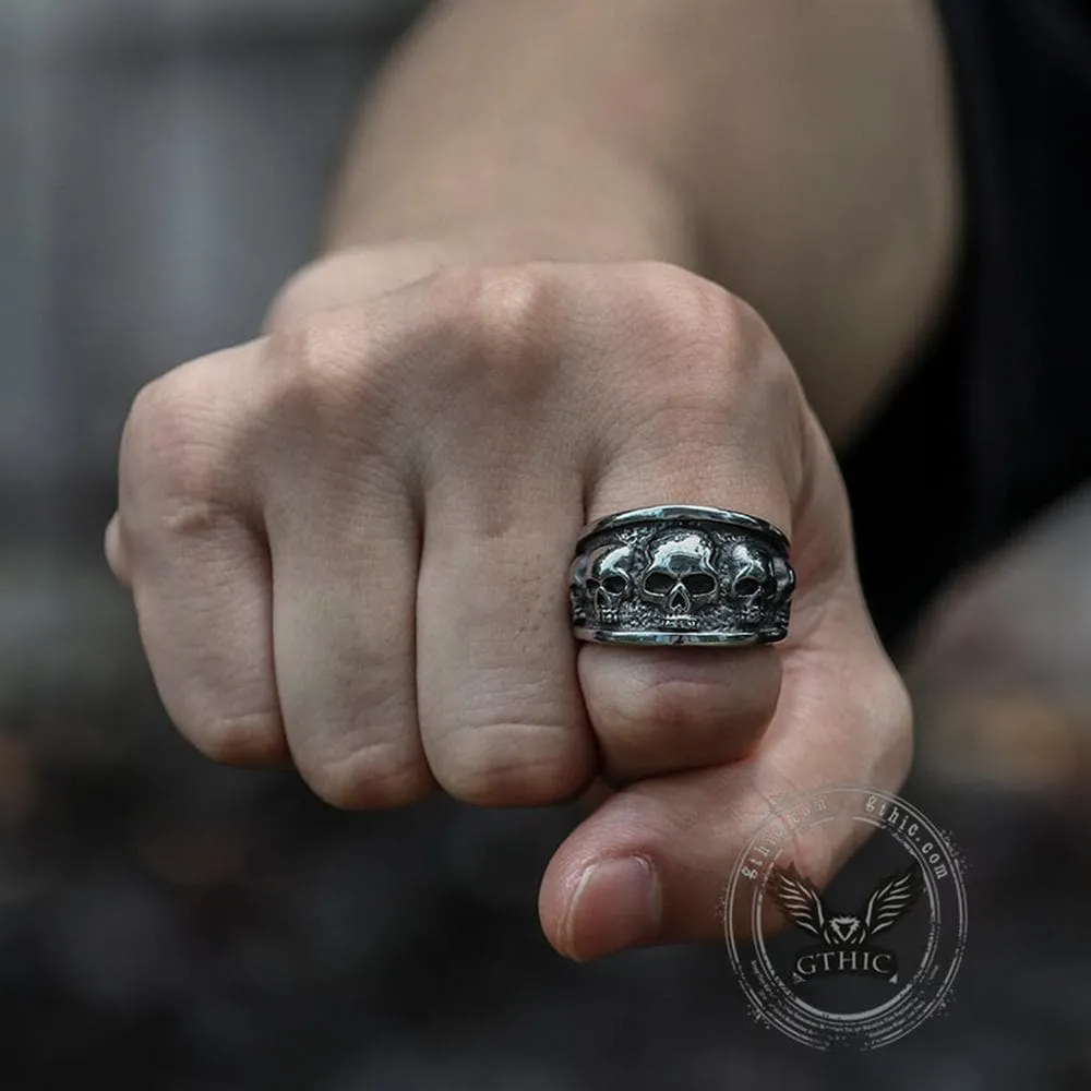 Five Skulls Stainless Steel Ring sold by GTHIC product image thumbnail 2