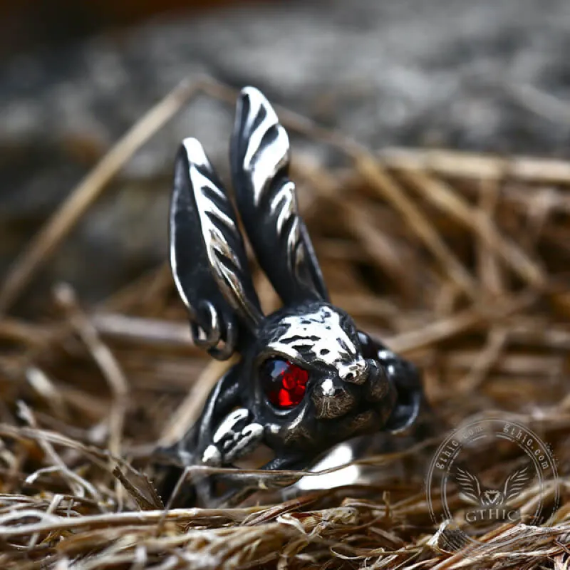 Red Eyes Rabbit Stainless Steel Animal Ring sold by GTHIC