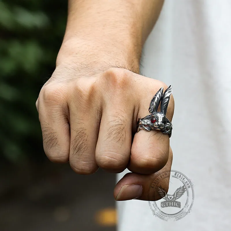 Red Eyes Rabbit Stainless Steel Animal Ring sold by GTHIC product image thumbnail 3