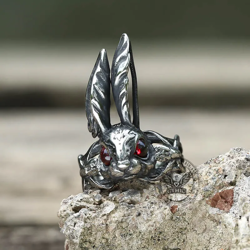 Red Eyes Rabbit Stainless Steel Animal Ring sold by GTHIC product image thumbnail 5