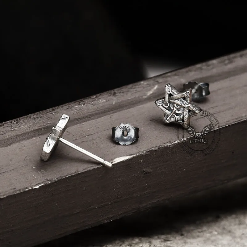 Star Of David All Seeing Eye Sterling Silver Stud Earring sold by GTHIC product image thumbnail 4