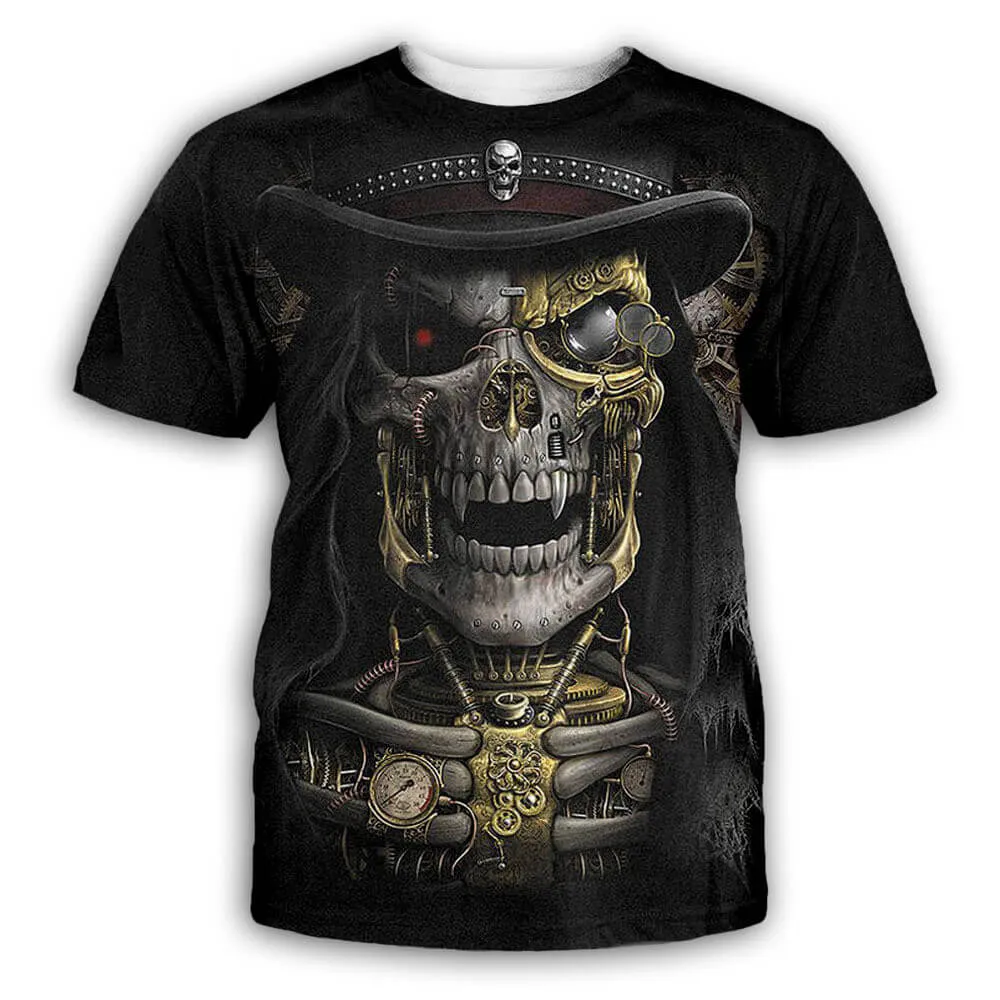 Bandit Steampunk Polyester Skull T-shirt sold by GTHIC