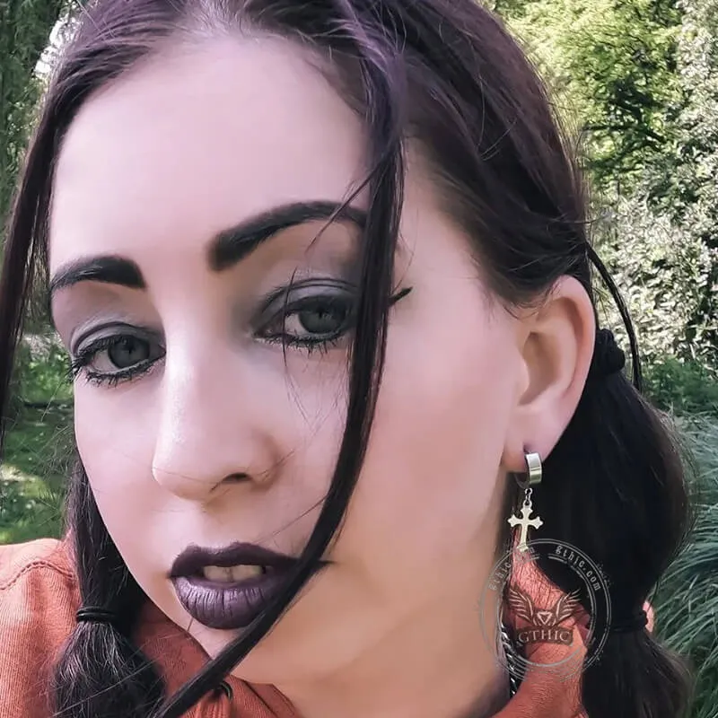 Simple Cross Design Stainless Steel Earrings sold by GTHIC product image thumbnail 2