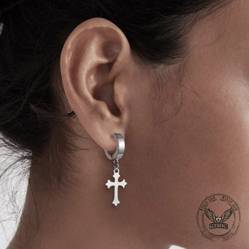 Simple Cross Design Stainless Steel Earrings sold by GTHIC product image thumbnail 3