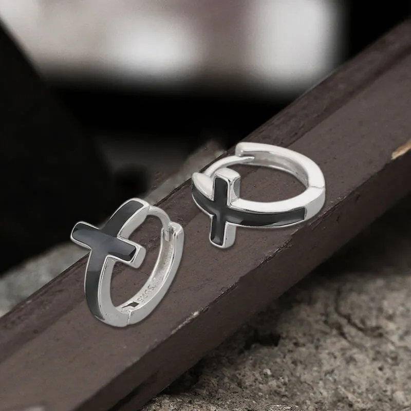 Simple Cross Sterling Silver Earrings sold by GTHIC