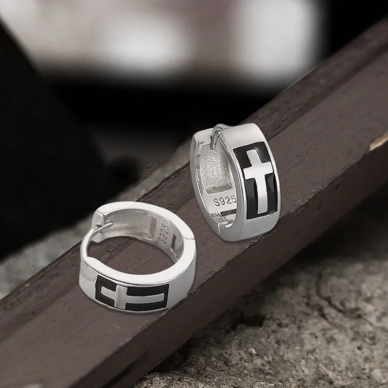 Simple Cross Sterling Silver Earrings sold by GTHIC product image thumbnail 5