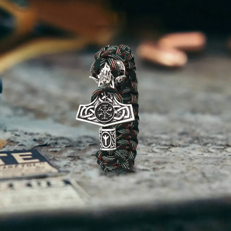 Viking Symbols Goat Head Alloy Paracord Bracelet sold by GTHIC