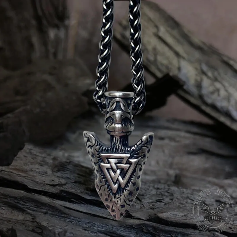 Valknut Stone Spear Sterling Silver Viking Pendant sold by GTHIC product image thumbnail 5