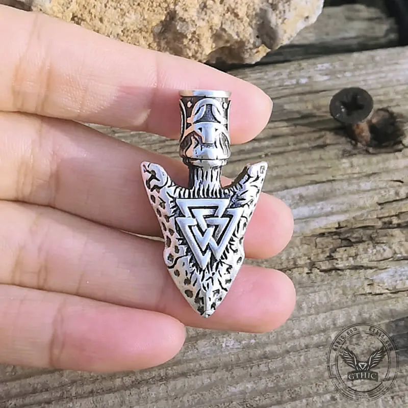 Valknut Stone Spear Sterling Silver Viking Pendant sold by GTHIC product image thumbnail 2