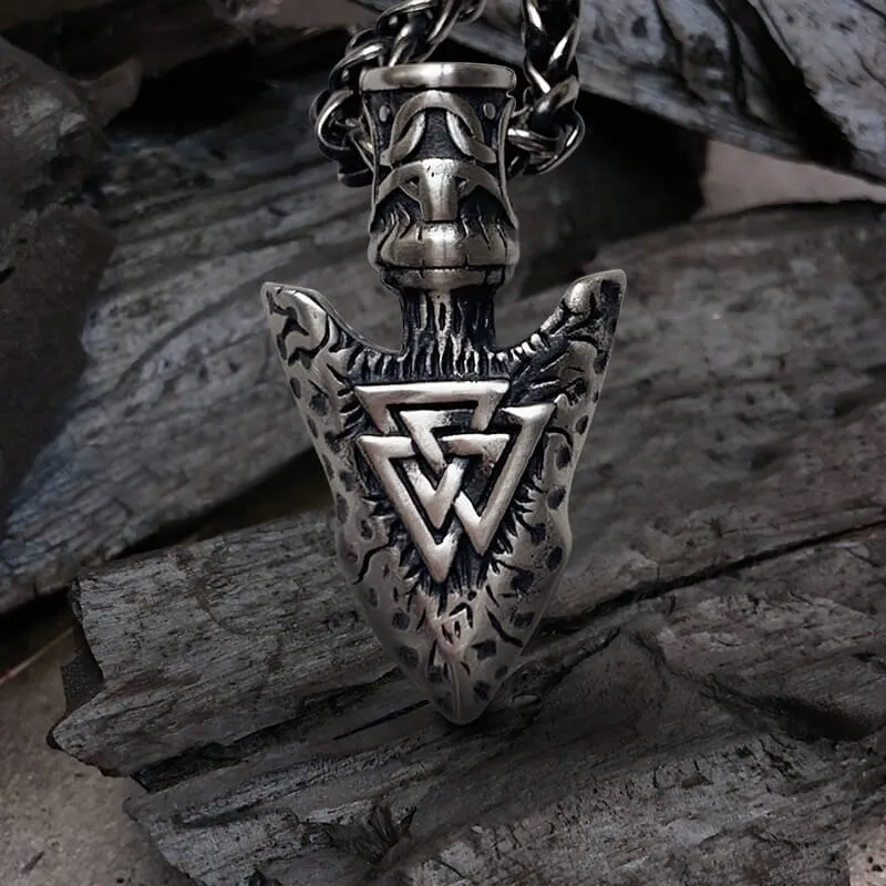 Valknut Stone Spear Sterling Silver Viking Pendant sold by GTHIC