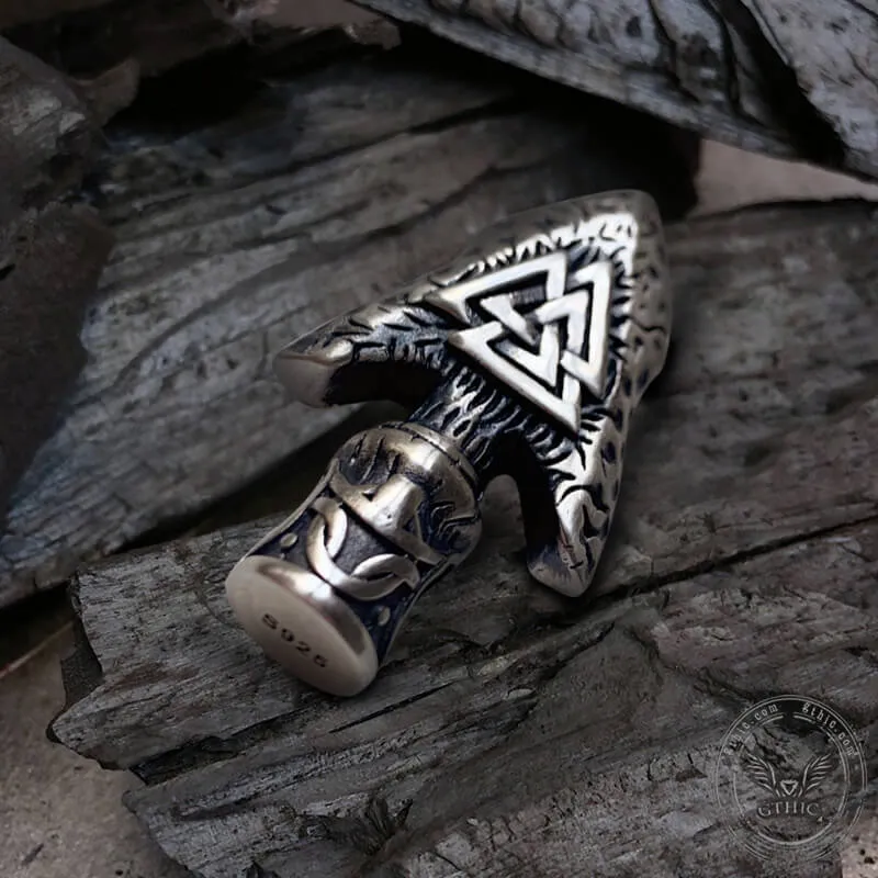 Valknut Stone Spear Sterling Silver Viking Pendant sold by GTHIC product image thumbnail 4