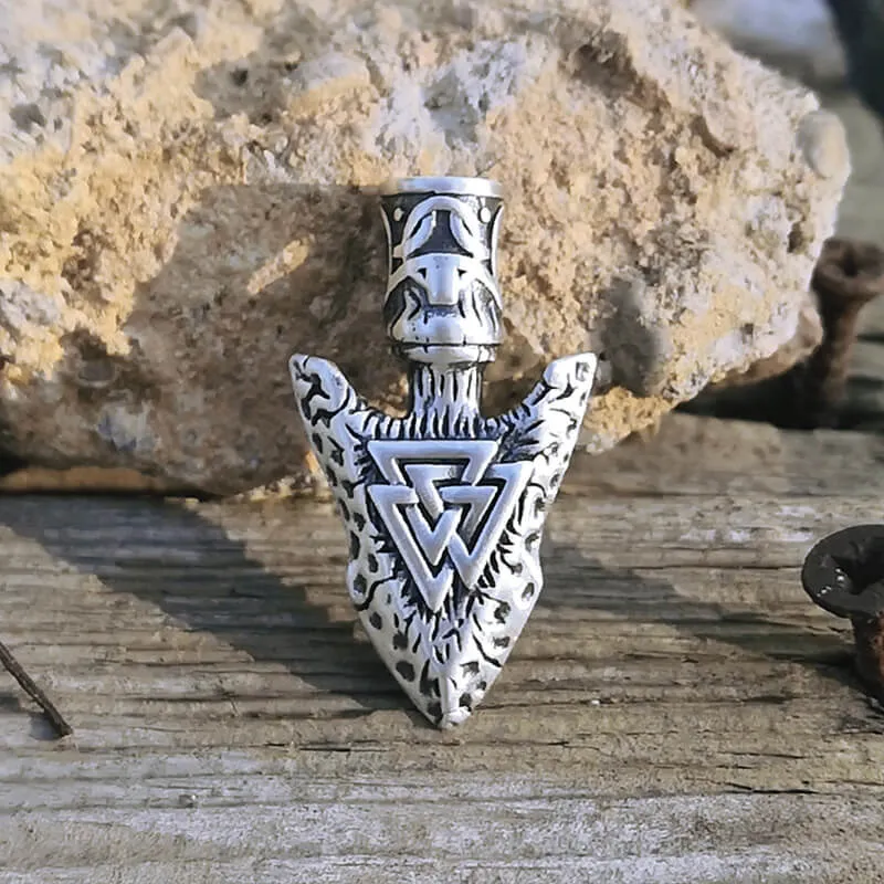 Valknut Stone Spear Sterling Silver Viking Pendant sold by GTHIC product image thumbnail 3