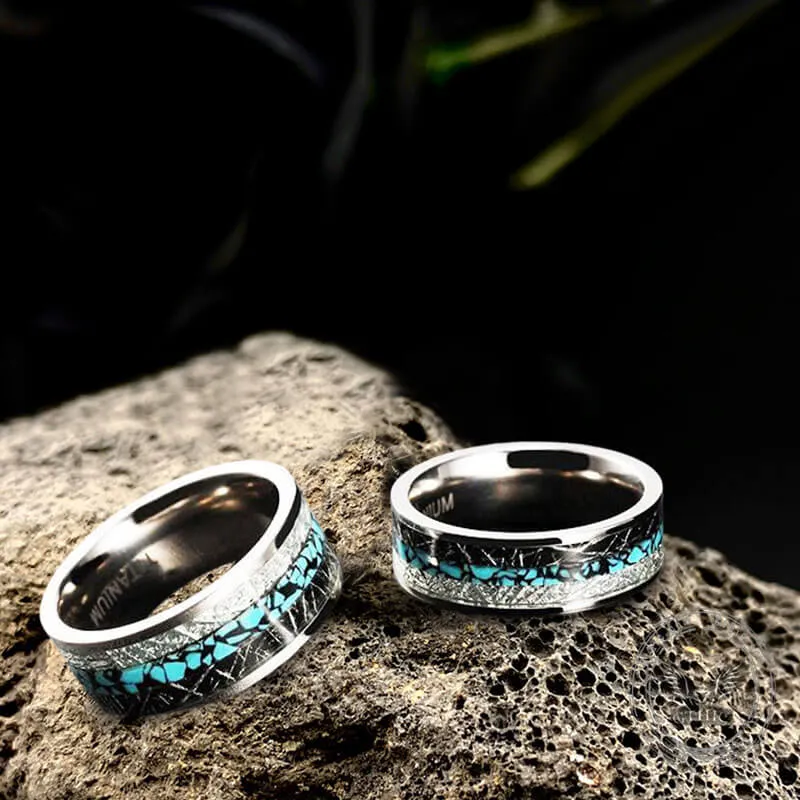 Simple Turquoise Inlaid Titanium Engagement Ring sold by GTHIC product image thumbnail 3