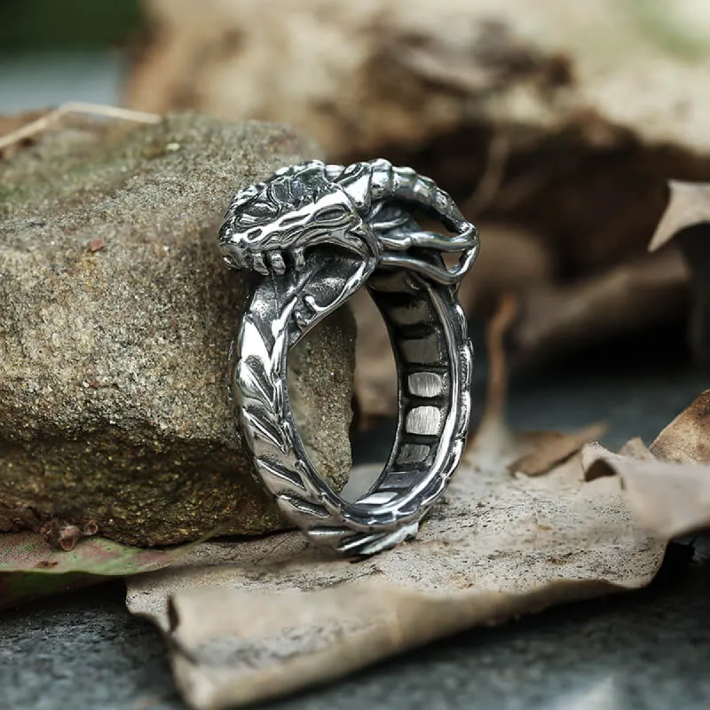 Ouroboros Dragon Stainless Steel Ring Necklace Set sold by GTHIC