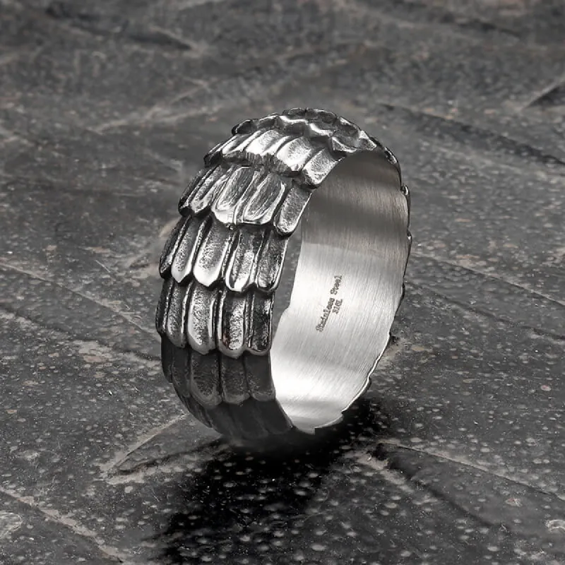 Vintage Dragon Scales Stainless Steel Ring sold by GTHIC