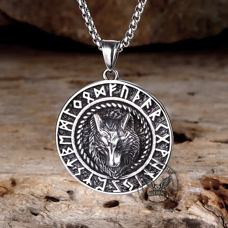 Viking Runes Wolf Head Stainless Steel Necklace sold by GTHIC product image thumbnail 4